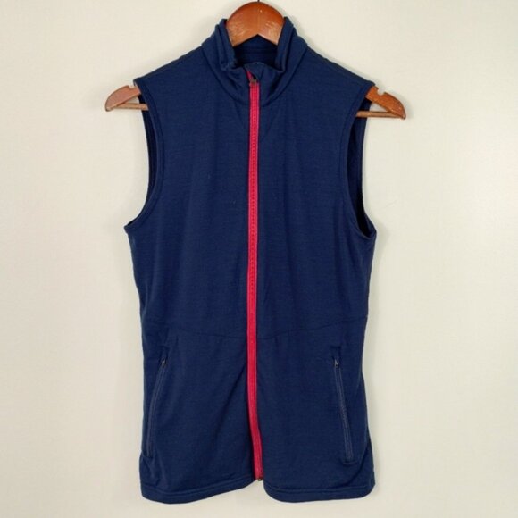 Icebreaker Merino Vest Womens Size Medium Navy Full Zip Outdoor Lightweight - Picture 1 of 8